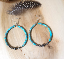 Load image into Gallery viewer, Heishi and Navajo Pearl Hoop Earring
