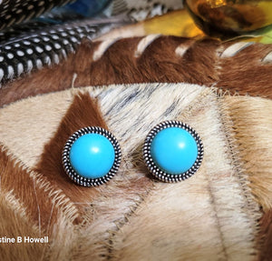 Turquoise and Silver Post Earrings