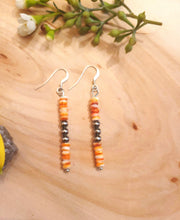 Load image into Gallery viewer, Spiney Oyster and Navajo Pearl Drop Earrings
