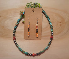 Load image into Gallery viewer, Green Turquoise Spiney Oyster and Navajo Pearl Choker
