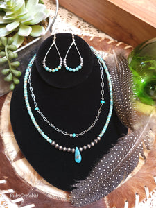 Silver and Turquoise Teardrop Loop