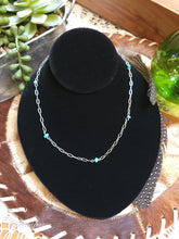 Load image into Gallery viewer, Silver Chain Choker with Turquoise Stone
