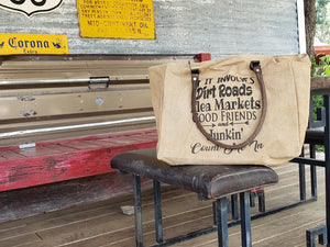 Dirt Roads Junkin' Tote from recycled canvas