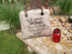 Dirt Roads Junkin' Tote from recycled canvas