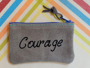 Courage Inspirational Leather Pouch