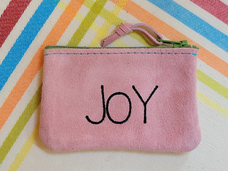 Joy Inspirational Leather Pouch