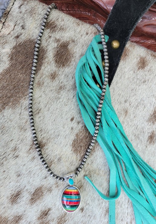 Serape Pendent Navajo Pearl Necklace