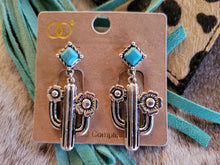 Load image into Gallery viewer, Flowering Saguaro Cactus Earrings
