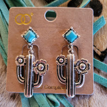 Load image into Gallery viewer, Flowering Saguaro Cactus Earrings
