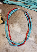 Load image into Gallery viewer, Coral and Turquoise Bead Choker
