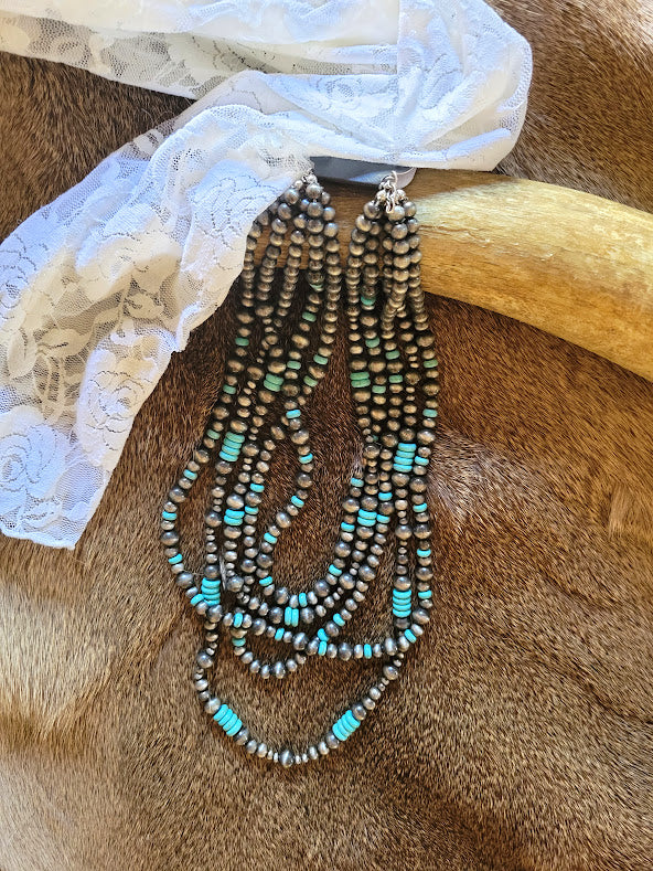 Navajo Pearl Bead Layered Necklace