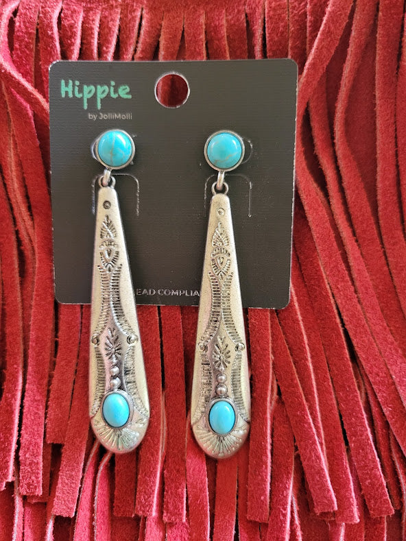 Turquoise and Silver Tear Drop