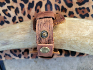 Dusty Leather Cuff with Blue Turquoise Chunks