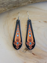 Load image into Gallery viewer, Tooled Leather with Cross Earring
