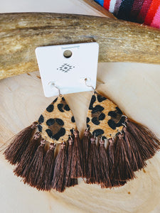 Leopard Print Tassel Earrings