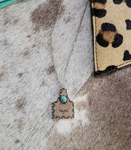 "Faith" Cattle Tag Pendant Necklace