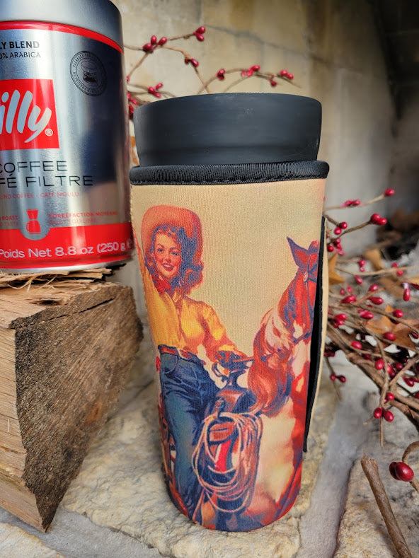 Sally the Vintage Cowgirl Koozie