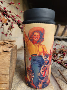 Sally the Vintage Cowgirl Koozie