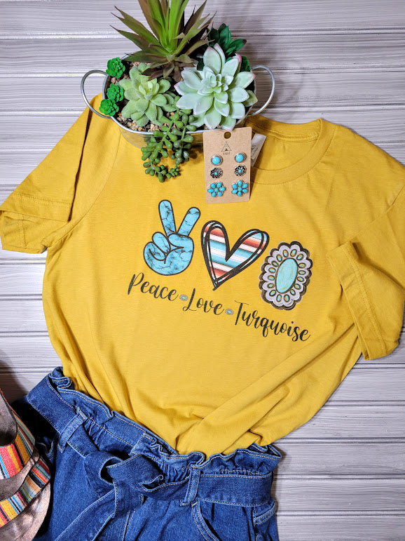 Peace Love and Turquoise Short Sleeve Tee