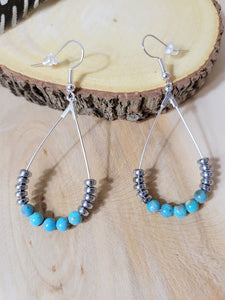 Silver and Turquoise Teardrop Loop